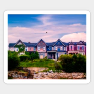 Four Homes on a Hill Sticker